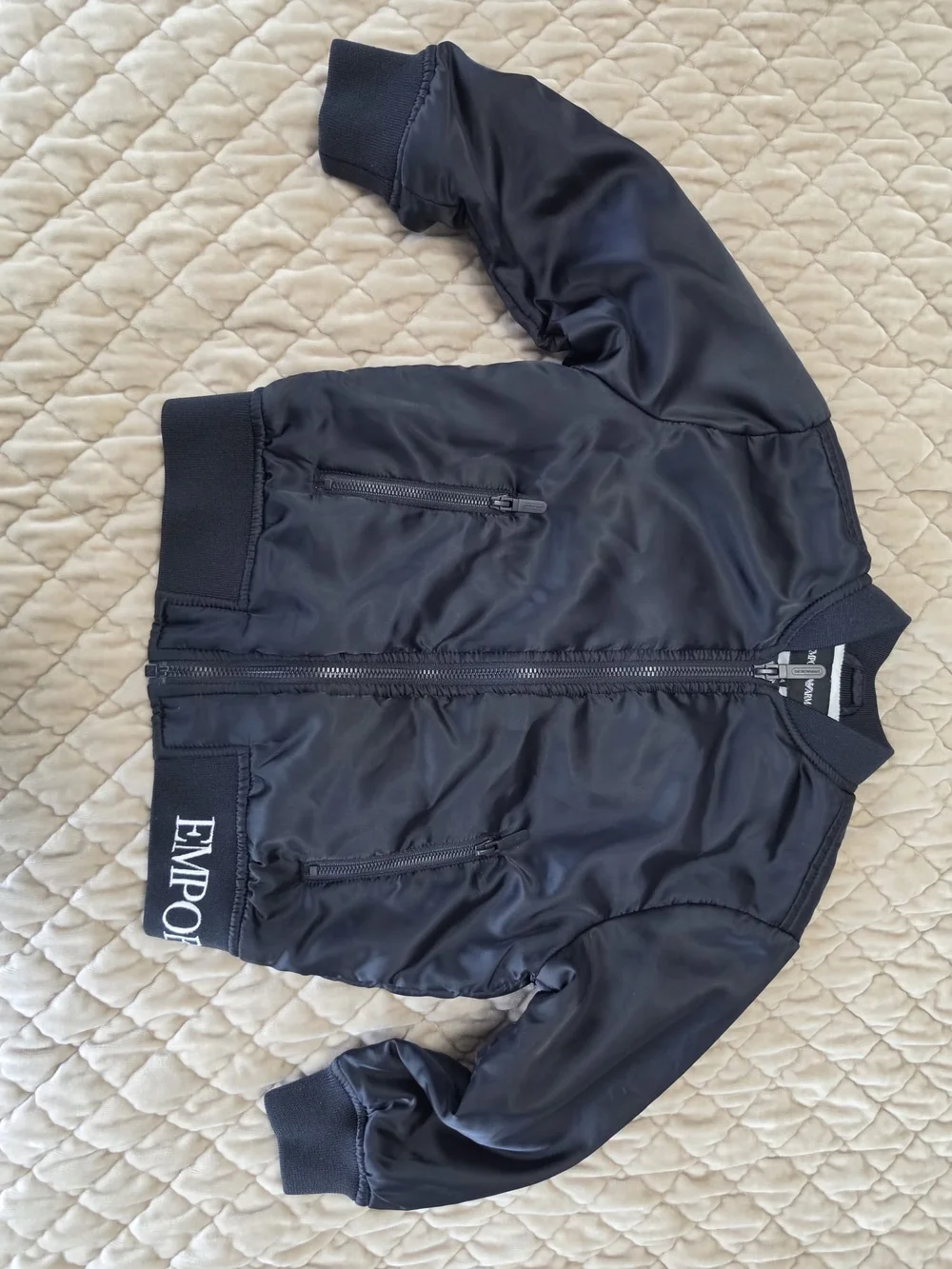 Emporio Armani Boys Navy Puffer Bomber Jacket - Picture 3 of 7